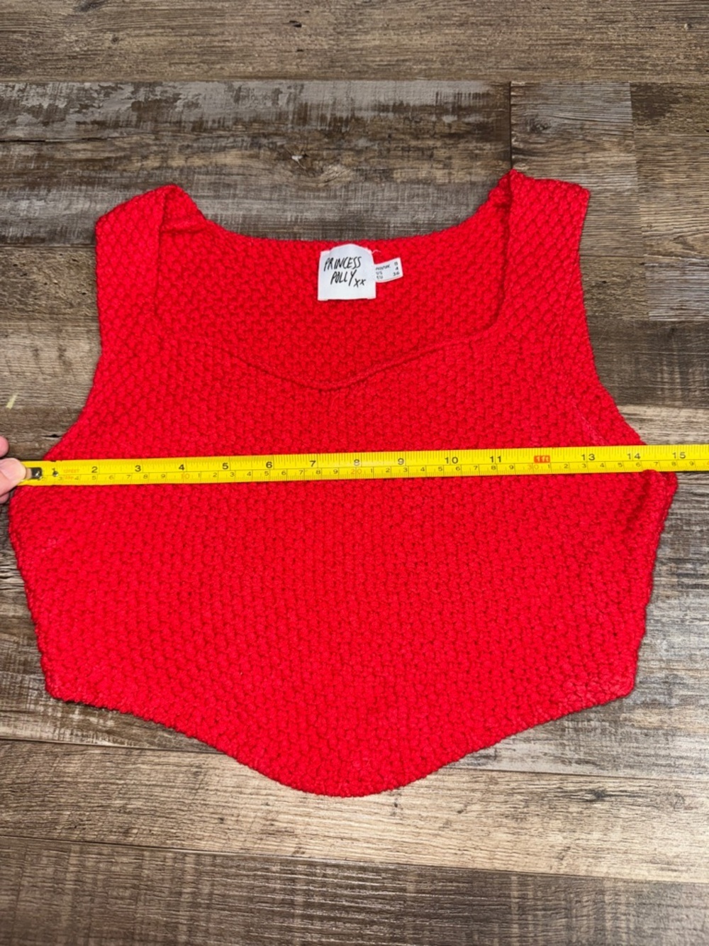 Princess Polly Dalton Top Red Textured Crop Pointed Hem Festival Y2K Size 4 S/M - Picture 4 of 7